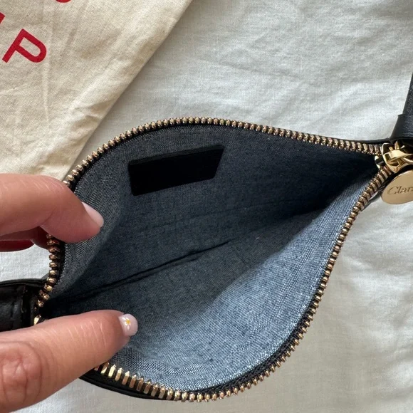 Clare V Black Leather Wallet Clutch with silver studs NWOT - Picture 4 of 8